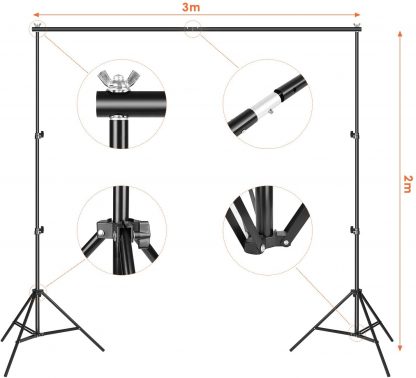 2 x 3m Ständer mit 1,6 x 2m Greenscreen Hintergrund – Bild 2